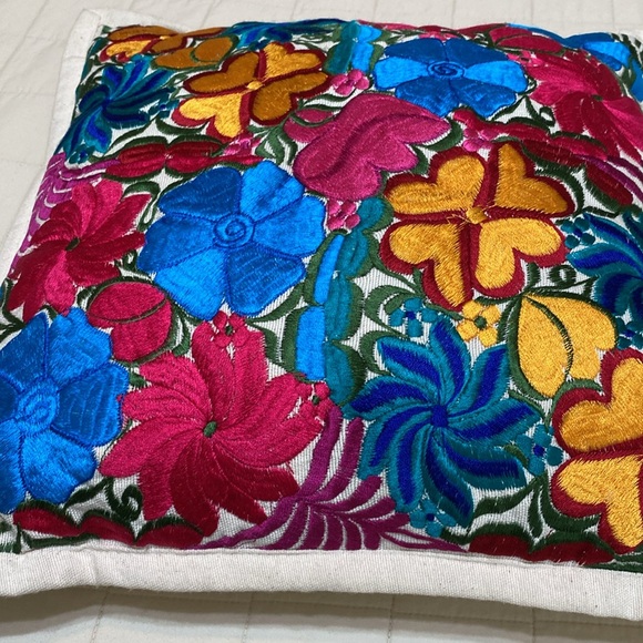 Mexican Floral Embroidery Handmade Pillow - Picture 11 of 15